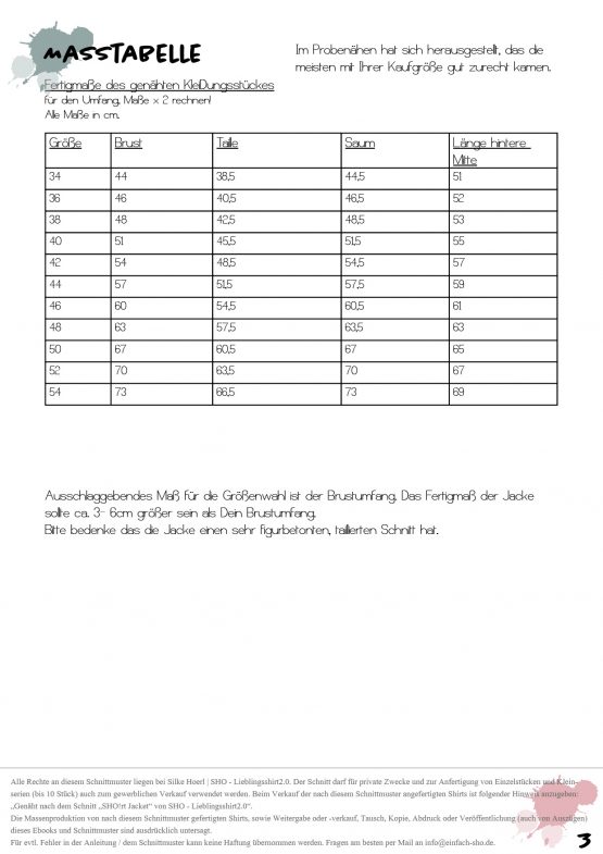 Update zum eBook SHO!rt Jacket - Schnitt Größen 50-54